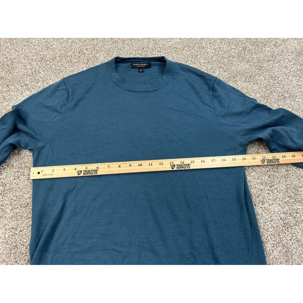 Banana Republic Mens Merino Wool Crewneck Sweater Teal Blue Large #0678